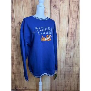 Vintage 90s Disney Winnie the Pooh Tigger Embroidered Sweatshirt Blue Size XL